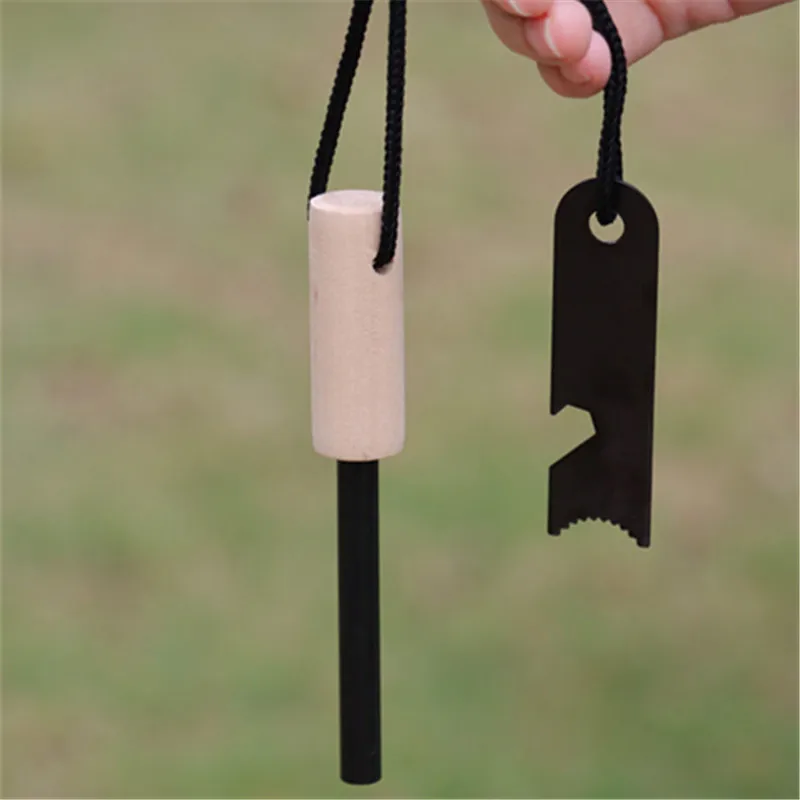 Magnesium Fire Starter - 新しいポータブル屋外フリント、マグネシウムスティック、銃器、木製ハンドル、フリントスティックなどの屋外サバイバルツールを装備