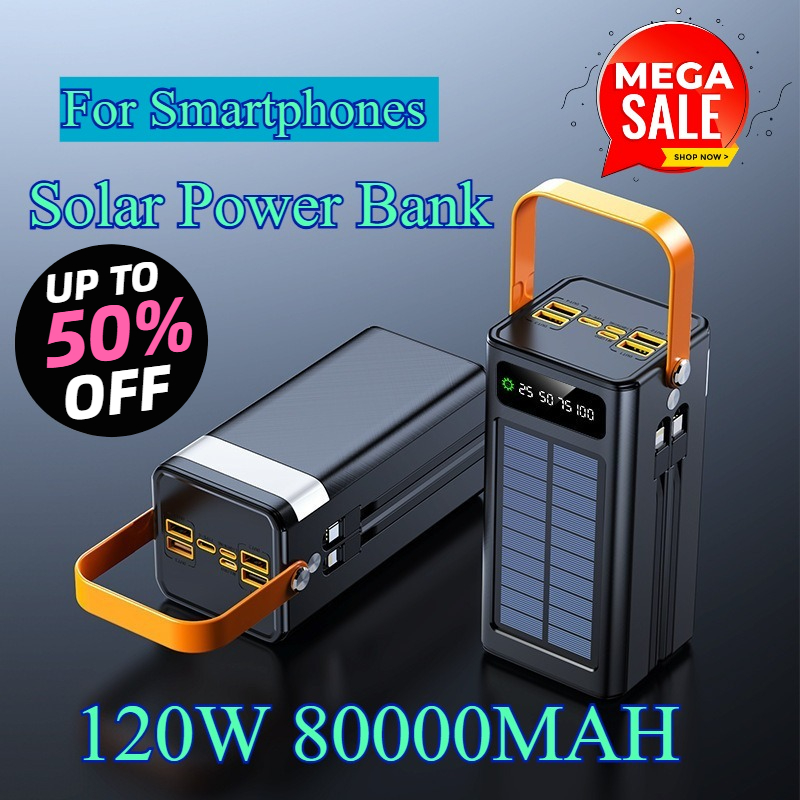 80000mAhソーラーパワーバンク 120W超高速充電 大 - Solar Emergency Charger のレビューと価格